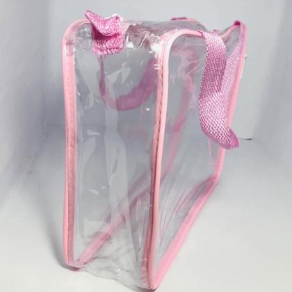 Imagem de Necessaire MALOTE Transparente  ROSA 30x23 com alça