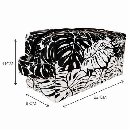 Imagem de Necessaire Tropical Feminina Folhagem Preta e Branca, Magicc