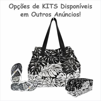 Imagem de Necessaire Tropical Feminina Folhagem Preta e Branca, Magicc