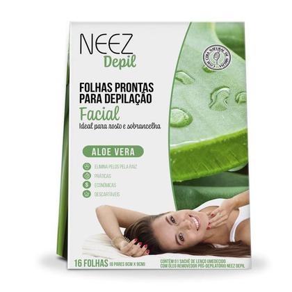 Imagem de Neez Depil Folha Prontas para Depilação Facial Aloe Vera c/ 16 Folhas