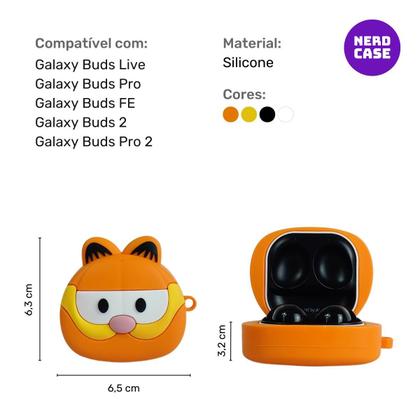 Imagem de NERDCASE, Case, Capa, Capinha Gato Preguiçoso, Silicone, Compatível com Galaxy Buds 2/Pro/Live/FE 
