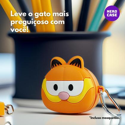 Imagem de NERDCASE, Case, Capa, Capinha Gato Preguiçoso, Silicone, Compatível com Galaxy Buds 2/Pro/Live/FE 