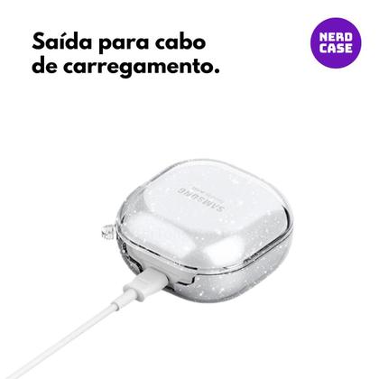 Imagem de NERDCASE, Case Silicone Transparente com Glitter, Compatível com Galaxy Buds FE/2/Pro/Live