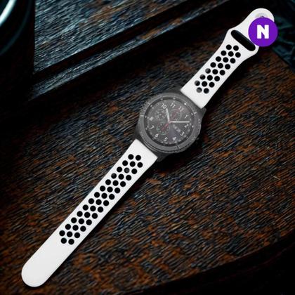 Imagem de NERDCASE, Pulseira NK de Silicone, Compatível com Samsung Galaxy Watch, Pino 20mm, Branca e Preta