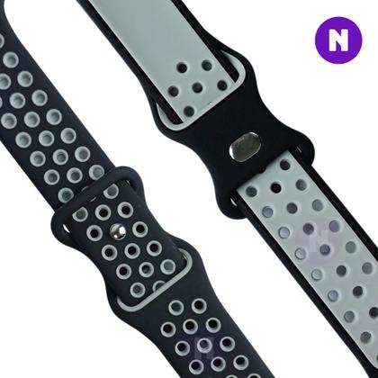 Imagem de NERDCASE, Pulseira NK Furadinha Compatível Apple Watch, 38/40/41mm, Preto/Cinza