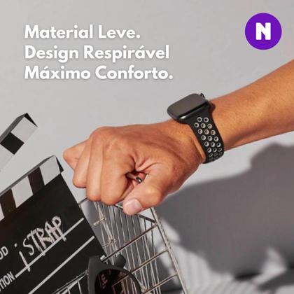 Imagem de NERDCASE, Pulseira NK Furadinha Compatível Apple Watch, 38/40/41mm, Preto/Cinza