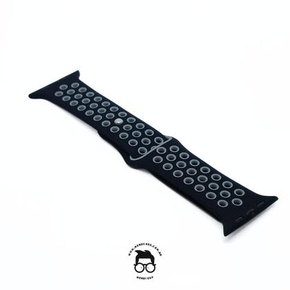 Imagem de NERDCASE, Pulseira NK Furadinha Respirável, Silicone, Compatível com Apple Watch Series 1-9, 42mm/44mm/45mm/49mm, Preto/Cinza