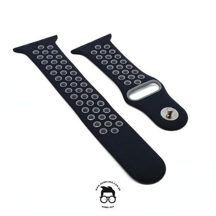 Imagem de NERDCASE, Pulseira NK Furadinha Respirável, Silicone, Compatível com Apple Watch Series 1-9, 42mm/44mm/45mm/49mm, Preto/Cinza