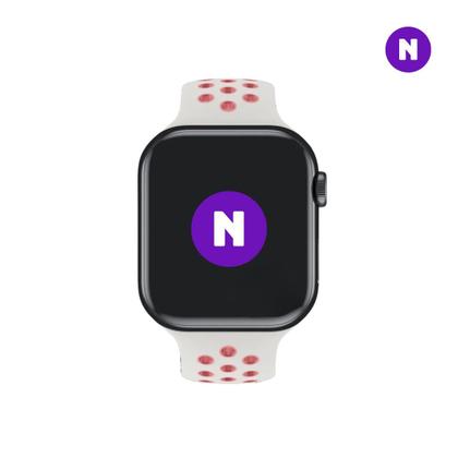 Imagem de NERDCASE, Pulseira NK Furadinha, Silicone, Compatível com Apple Watch, Serie 1-9, 38/40/41mm, Branca e Rosa