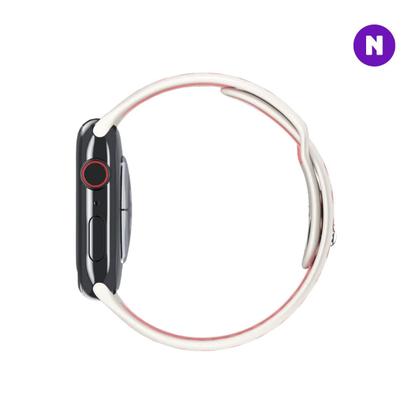 Imagem de NERDCASE, Pulseira NK Furadinha, Silicone, Compatível com Apple Watch, Serie 1-9, 38/40/41mm, Branca e Rosa