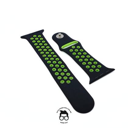 Imagem de  NERDCASE, Pulseira Sport NK com Furos Respirável, Silicone, Compatível com Apple Watch Series 1-9, 42mm/44mm/45mm/49mm, Preto/Verde