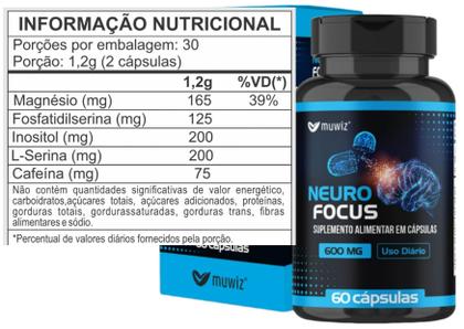 MaoKen【HUHEN ANMUT】と【FOCUS】のセット Neuro Focus Nootrópico 600mg 60 cápsulas Muwiz - Ômega 3 / Óleo de