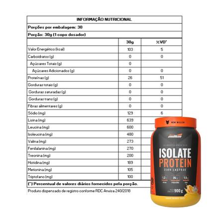 Imagem de New millen isolate protein, isolado 900g zero lactose orange juice
