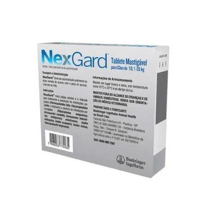 Imagem de Nexgard Cães 10,1 a 25kg 1 Tablete Mastigável Palatável Anti Pulgas Carrapatos