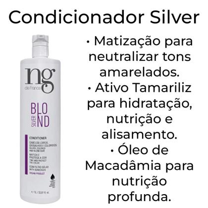 Imagem de Ng De France Shampoo Hidratante Intense 1L + Condicionador Matizador Loiros Grisalhos Silver Blond 1L+ Máscara Intense Cabelos Secos e com Frizz