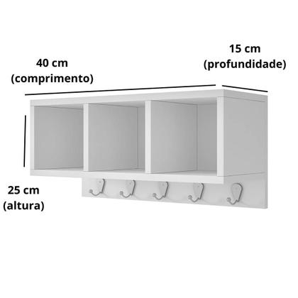 Imagem de Nicho 100% MDF com Ganchos - Claudia (Porta Tempero e utensílios de cozinha)