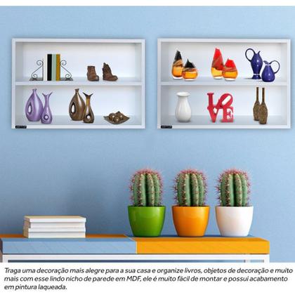 Imagem de Nicho Baixo Decorativo Prateleira em Mdf Branco 60 X 40