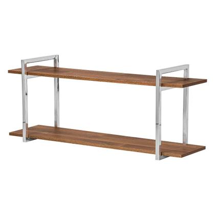 Imagem de Nicho Banheiro Cromado Com Prateleiras Amadeirado 80cm