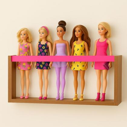Imagem de Nicho de Parede Porta Bonecas Barbie Estante Organizadora de Coleção Prateleira de Quarto Infantil Super Herói MDF 55cm