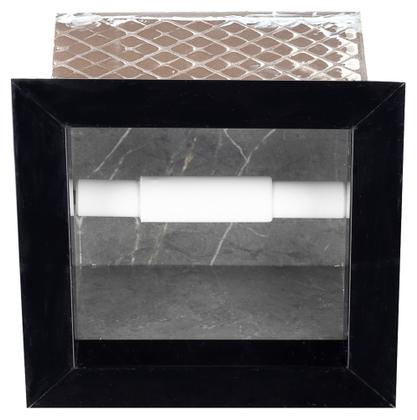 Imagem de Nicho Em Porcelanato Polido Para Banheiro - kit com 3 peças (Cinza/Preto)