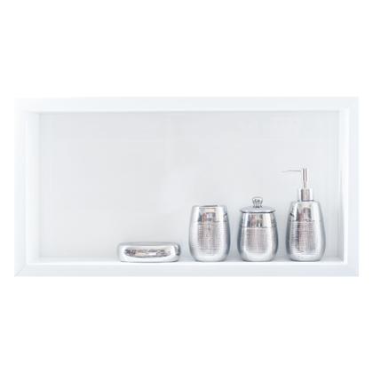 Imagem de Nicho Em Porcelanato Polido Para Banheiro Porta Shampoo Lavabo Box 60x30x 8cm - (Branco)
