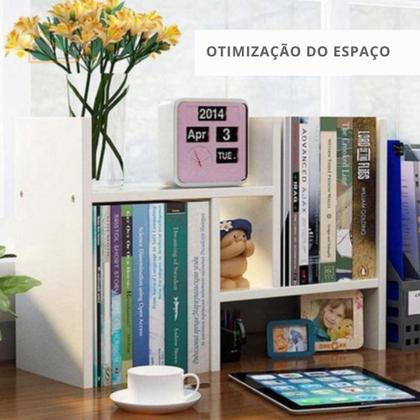 Imagem de Nicho Organizador Ajustável Mesa Escritório, Estudos, Livros, Home Office Mdf Branco