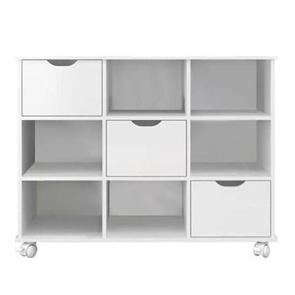 Imagem de Nicho Organizador com 3 gavetas brancas e rodízios - Qmovi