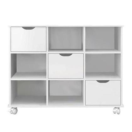 Imagem de Nicho Organizador com 3 gavetas brancas e rodízios - Qmovi
