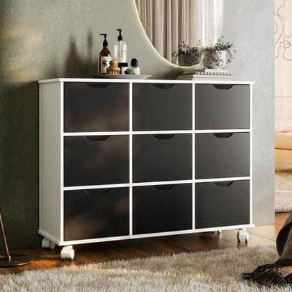 Imagem de Nicho Organizador Com Rodízios Toys 9 Gavetas Q01 Branco/preto - Mpozenato