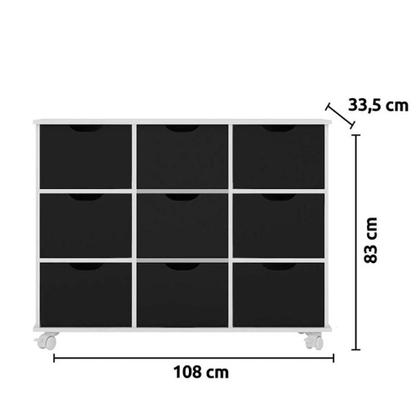 Imagem de Nicho Organizador Com Rodízios Toys 9 Gavetas Q01 Branco/preto - Mpozenato