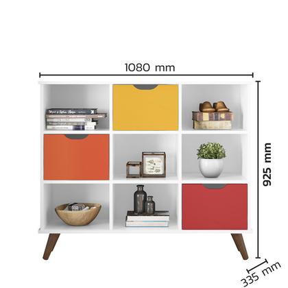 Imagem de Nicho Organizador Lila Retrô c/ 3 Gavetas Branco/Colorido - Mercado dos Móveis