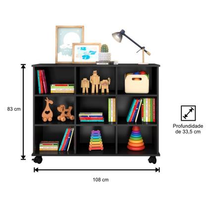 Imagem de Nicho Organizador Multifuncional com Rodízios Toys Preto - Mpozenato