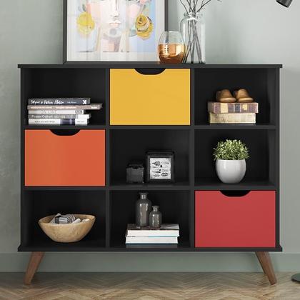 Imagem de Nicho Organizador Retrô 1478 com 3Gavetas Preto/Colorido - Qmovi