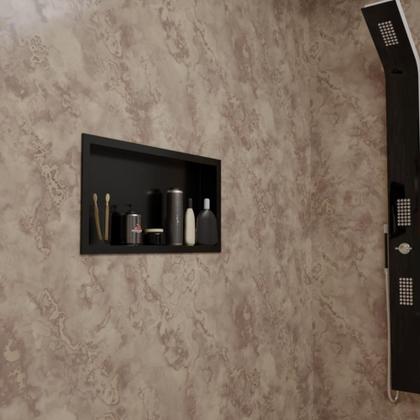 Imagem de Nicho p/ Banheiro Prateleira com borda Embutir 33x63 Suporte shampoo - Organize com Estilo