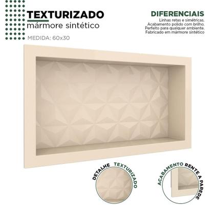 Imagem de Nicho Para Banheiro 60x30 Mármore Sintético Cozimax Bege Textura