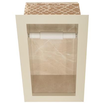 Imagem de Nicho Para Banheiro Em Porcelanato E Porta Papel Higiênico Duplo - Kit com 2 peças (Bege)