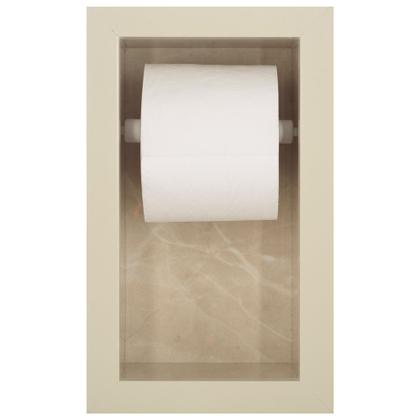 Imagem de Nicho Para Banheiro Em Porcelanato E Porta Papel Higiênico Duplo - Kit com 2 peças (Bege)