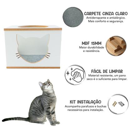 Imagem de Nicho Para Gato Padrão de Parede Frente Cara de Gato 1pç LAMINADO