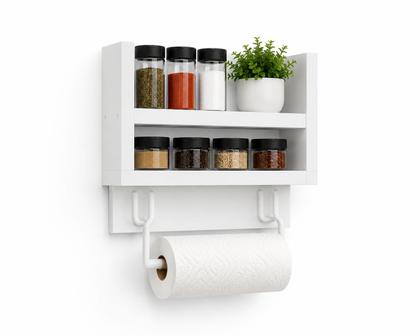 Imagem de Nicho Porta Papel Toalha e Condimentos Potes, Cozinha, Banheiro, MDF BRANCO