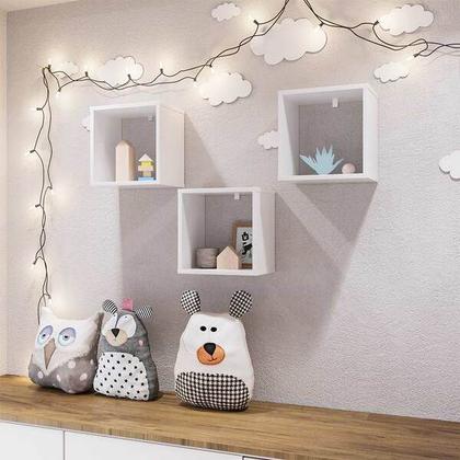 Imagem de Nicho Quadrado MDF 30x30cm Branco Decoração Sala Banheiro Cozinha Quarto Bebê Infantil Madeira Expositor Lavabo Escritório Salão