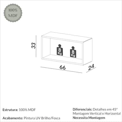 Imagem de Nicho Retangular 100% Mdf Basic Tb156 Freijó/Off White - Dalla Costa