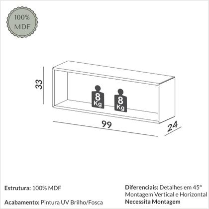 Imagem de Nicho Retangular 100% Mdf Basic Tb157 Freijó/Off White - Dalla Costa
