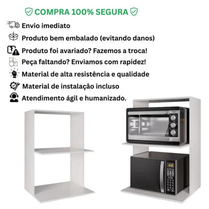 Imagem de Nicho Suporte De Parede Para Microondas E Forno Reforçado Mdf Madeira Maclavi Móveis