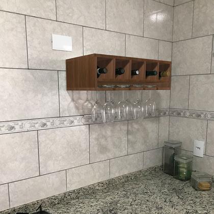 Imagem de Nicho Suporte Garrafeiro Adega Garrafa Vinho E Taças De Parede Em MDF