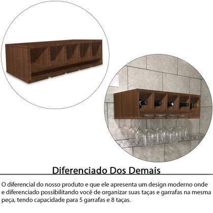 Imagem de Nicho Suporte Garrafeiro Adega Garrafa Vinho E Taças De Parede Em MDF