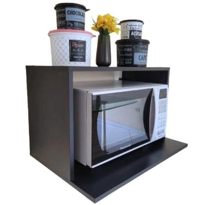 Imagem de Nicho Suspenso para Micro-ondas e Air Fryer 63x43x45cm - Prateleira em MDF Preto para Organização e Decoração