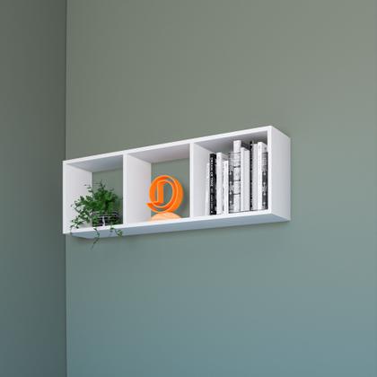 Imagem de Nicho Triplo Decorativo Resistente Sala Quarto Livros Mdf Moderno