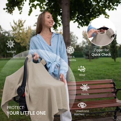 Imagem de Nilsa Cobertor Multifuncional 5 en 1 para Lactancia y Asiento de Auto 94x119 cm, Algodón Muselina