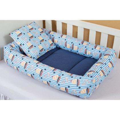 Imagem de Ninho Redutor com Almofada De Berço Para Bebê Menino Urso Navegador