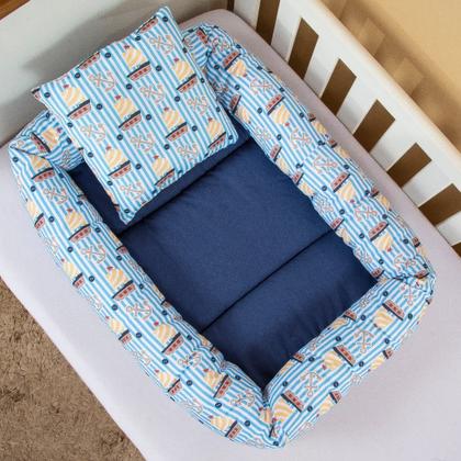 Imagem de Ninho Redutor com Almofada De Berço Para Bebê Menino Urso Navegador